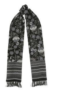 Черный шарф с серо-голубым узором Etro