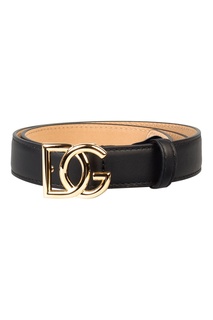 Черный ремень с пряжкой-логотипом Dolce & Gabbana