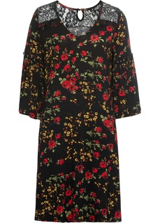 Платье трикотажное с кружевной отделкой Bonprix