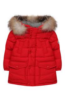 Пуховик с меховой отделкой на капюшоне Moncler Enfant
