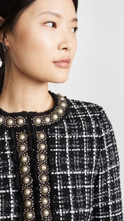 alice + olivia Carmen Embellished Strong Shoulder Fitted Blazer