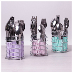 Набор столовых приборов Kamille 5241 Зеленый, розовый, голубой