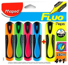 Набор текстовыделителей Maped Fluo Peps Soft 4 цвета