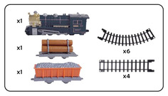 Железная дорога Голубая стрела Грузовой поезд, паровоз 145 см, 2 вагона