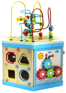 Игровой набор База игрушек Деревянный куб-лабиринт 7 в 1 7038
