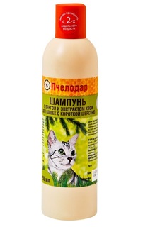 Шампунь для домашнего питомца для короткошерстных кошек с пергой и хвоей, 250мл Пчелодар