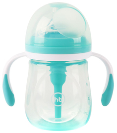 Бутылочка антиколиковая с ручками и силиконовой соской 180 мл, mint Happy Baby