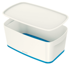 Короб MyBox® с крышкой, малый, белый/синий 52291036 Leitz