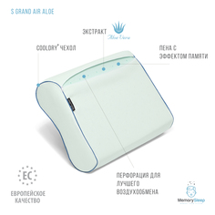 Ортопедическая подушка с эффектом памяти MemorySleep S Grand Air Aloe