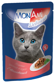 Влажный корм для кошек MonAmi Delicious, телятина, 26шт, 85г