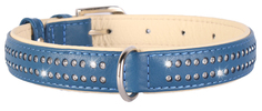 Ошейник CoLLaR Brilliance кожаный двойной со стразами, 38-49см*25мм, синий