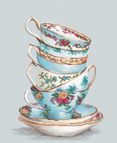 Наборы для вышивания Luca-S BA2325 Бирюзовые чайные чашки 22х29 см