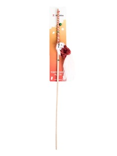 Игрушка для кошек Zoobaloo Дразнилка, меховая мышь на палочке из бамбука, 60 см