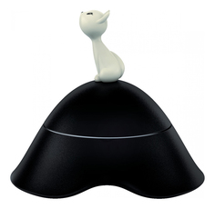 Одинарная миска для кошек Alessi, пластик, сталь, черный, 0.2 л