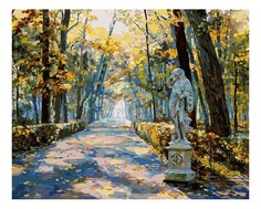 Раскраска по номерам Белоснежка Летний сад скульптура. Ночь