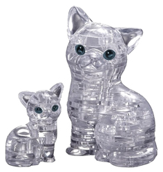 Кошка с котенком серебристая головоломка 3D Crystal Puzzle, 49 элем.