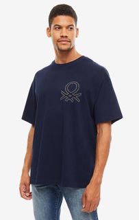 Футболка мужская United Colors of Benetton 3BPCJ15D4_016 синяя/оранжевая/зеленая/белая S