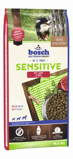 Сухой корм для собак Bosch Sensitive, для чувствительного пищеварения, ягненок, рис, 15кг
