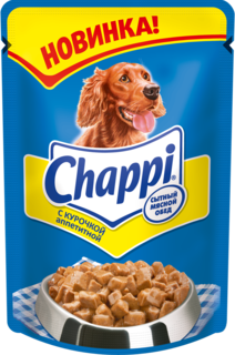 Влажный корм для собак Chappi Сытный мясной обед, курица, 24шт, 100г
