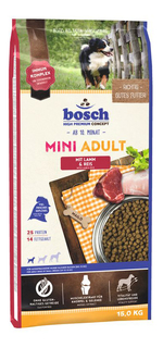 Сухой корм для собак Bosch Mini Adult, для мелких пород, ягненок и рис, 15кг