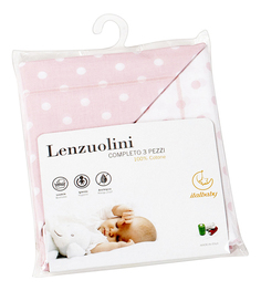 Комплект детского постельного белья Italbaby из 3-х предметов для люльки розовый, горошек