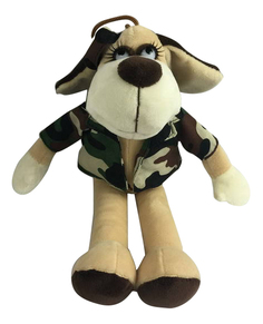 Мягкая игрушка Teddy Собака в камуфляжном костюме, 18 см