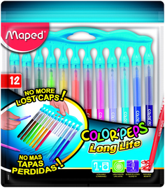 Фломастеры COLORPEPS LONG LIFE смываемые 12 цв. с заблокир. пиш. узлом Maped