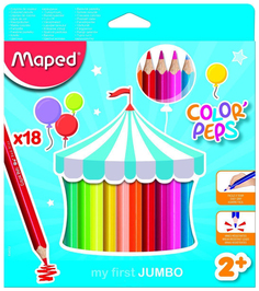 Карандаши цветные Maped Color Peps Jumbo трехгранные 18 цветов в футляре