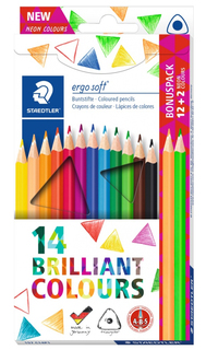 Карандаши цветные Staedtler Ergo Soft неоновые 157 12+2 цвета