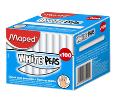 Белый круглый мел Maped WhitePeps 100 мелков картонная коробка