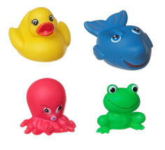 Игровой набор для купания Bondibon Акула, лягушка, утка, осьминог