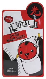 Тканевая маска для лица витаминная Baviphat Urban Dollkiss 3-GO Mask Sheet Vital, 25 г