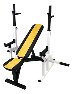 Скамья со стойками Osimetria со страховкой черно-желтая