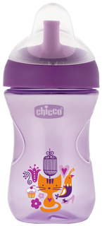 Чашка-поильник Chicco Advanced Cup с трубочкой, 266 мл, Сиреневый с лисичкой