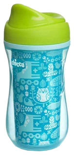 Чашка-поильник Chicco Active Cup носик с ободком, 266 мл, Голубой с орнаментом
