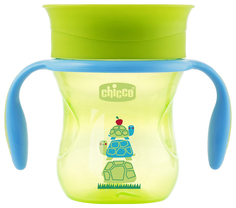 Чашка-поильник Chicco Perfect Cup носик 360, 266 мл, Зеленый с черепашкой