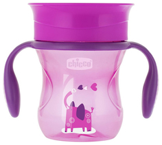 Чашка-поильник Chicco Perfect Cup носик 360, 266 мл, Розовый со слоником