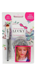 Гель-блестки для тела/лица Lucky в наборе с кисточкой Т11926 Серебро, на блистере
