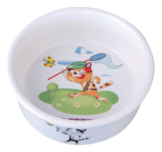 Одинарная миска для кошек DEZZIE, керамика, белый, 0.15 л