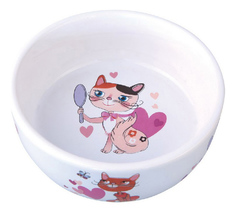 Одинарная миска для кошек DEZZIE, керамика, белый, 0.3 л
