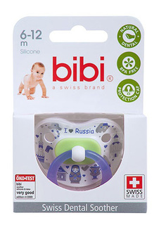 Силиконовая пустышка ортодонтическая Bibi Я Люблю Россию с 6 мес