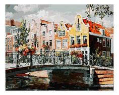 Раскраска по номерам Белоснежка Амстердам. Мост через канал