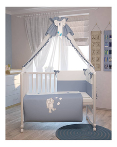 Комплект детского постельного белья Тополь Polini Зайки 7 предметов 120 х 60 голубой