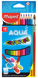 Карандаши цветные Maped Color Peps Aqua акварельные 12 цветов + кисть