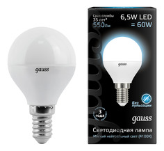 Лампочка Gauss LED Globe 6.5 Вт Светодиодная