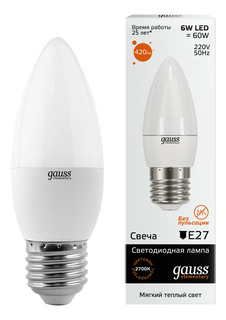 Лампочка Gauss LED Elementary Candle 6 Вт Светодиодная
