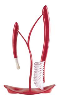 Щетки для мытья бутылочек bottles brushes and drying stand, вишневый Angelcare