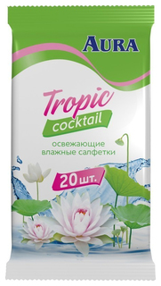 Влажные освежающие салфетки Aura Tropic Coctail 20 шт