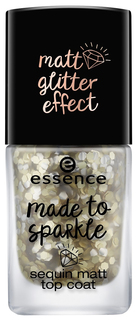 Верхнее покрытие для ногтей матовое Essence made to sparkle т,01