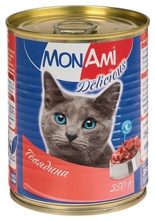 Консервы для кошек MonAmi Delicious, говядина, 350г